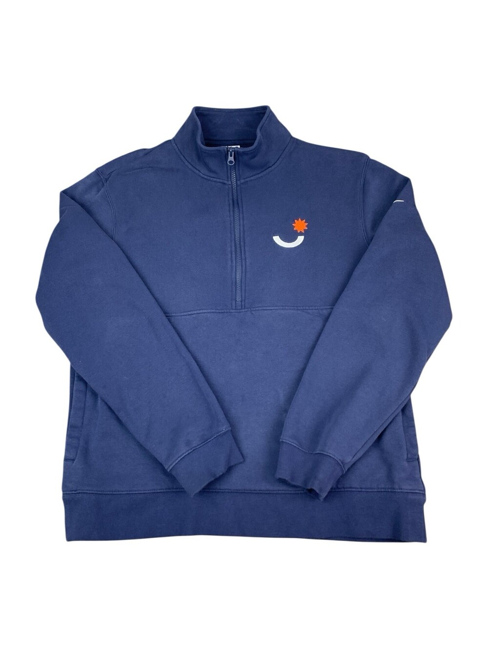 Nike Womens 1/2 Zip Pullover Sweatshirt Navy Blue Long Sleeves Size Large